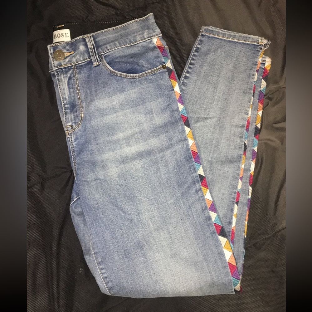 Embroidered Skinny Jeans High Rise Knox Rose Size 8
